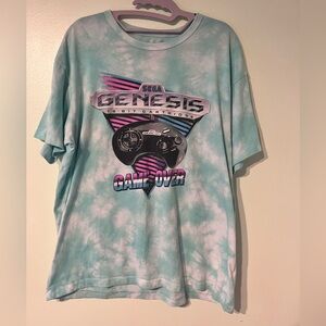 Sega Genesis 16 Bit Cartridge Controller Game Over Tie Dye Graphic Print Shirt M